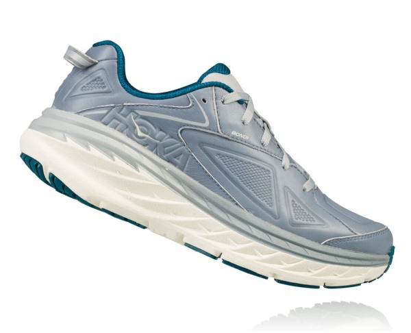 Hoka One One Bondi Leather Womens UK - Blue Road Running Shoes - XJYOK7892